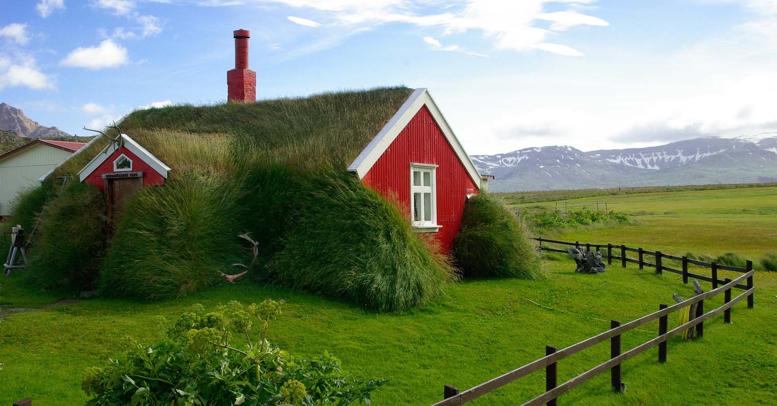 Traditioneel grashuis in IJsland