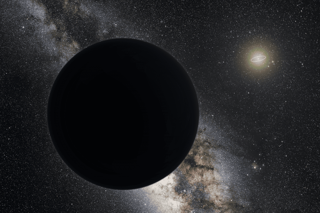 Artist impression van Planet Nine. Bron: Wikimedia/nagualdesign/Tom Ruen/ESO