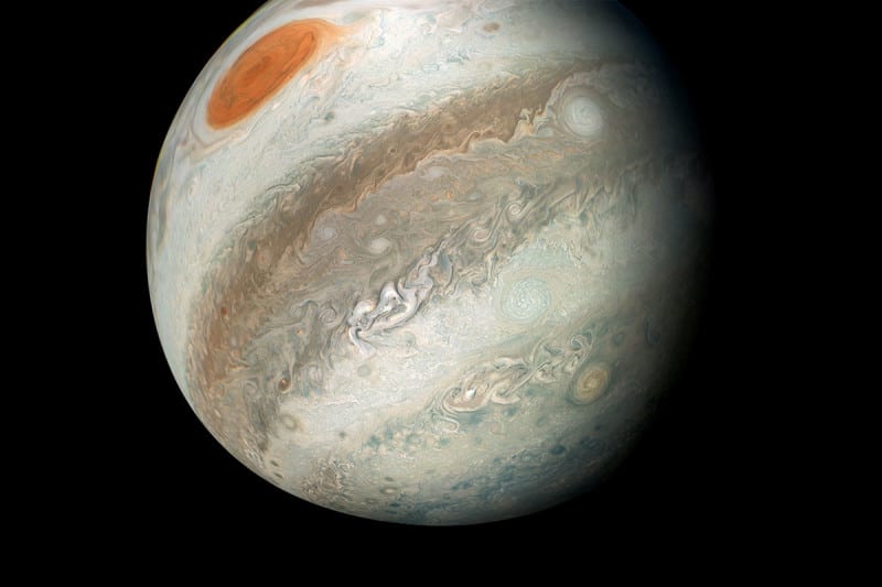 Jupiter is de planeet met het grootste aantal manen in het zonnestelsel. Beeld: NASA/JPL-Caltech/SwRI/MSSS/Gerald Eichstad/Sean Doran
