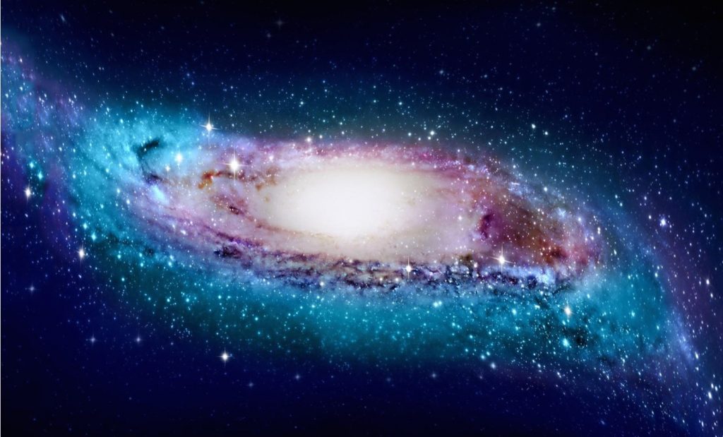 Een ‘licht’ overdreven impressie van de vorm van ons gedraaide en scheefgetrokken Melkweg. Bron: Xiaodian Chen (National Astronomical Observatories, Chinese Academy of Sciences)